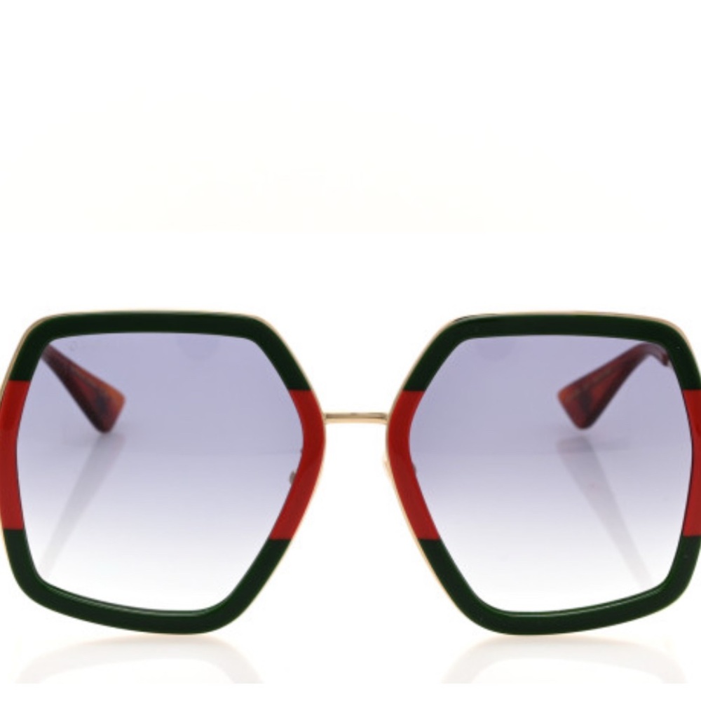 Gucci GG0106S Square Frame Sunglasses Tortoise Web Authentic Designer